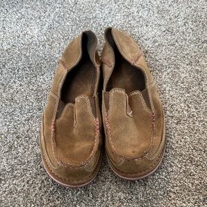 Ariat Brown Suede Slip-On Loafers with Contrast Stitching